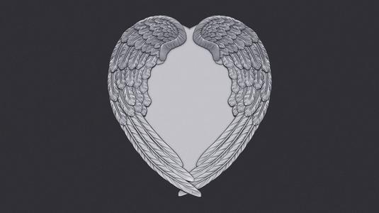 Angel Wings and Heart Memorial 3D