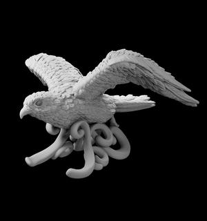 Gliding Falcon on Swirling Wind Base