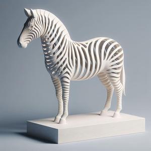 449 Hollow Zebra with Cutout Stripes - Full-Body 3D Model, pug, dachshund, poodle, rooster, dog, dogue, beagle, peacock, lion, fox, bull terrier, pomeranian, galgo, wolf, doberman pinscher, newfoundland, zebra, crocodile