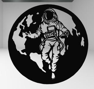 Astronaut Carrying the World - Line Art