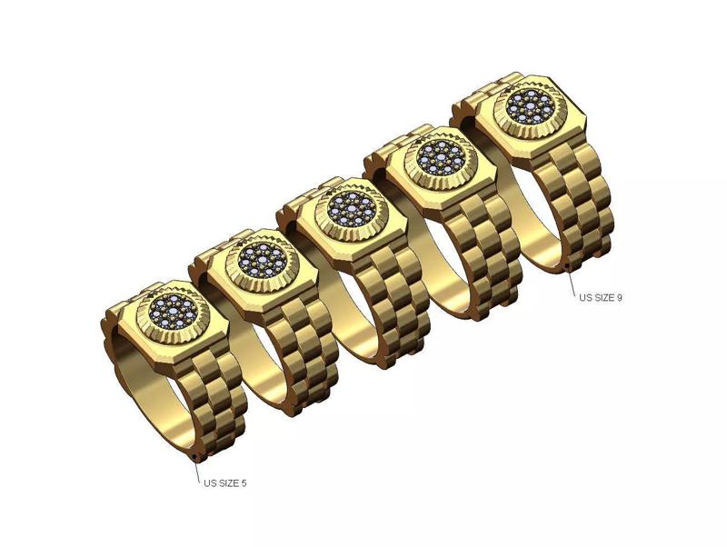 Diamond bezel cluster presidentail link ring US sizes 5to9