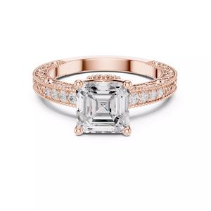 Asscher Cut Diamond Milgrain Design Ring 3DM STL Video