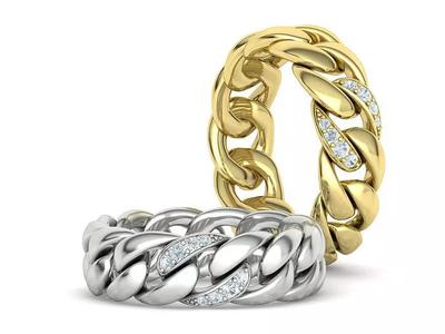 DIAMOND CUBAN LINK RING Chain Ring  9US Size 3dmodel