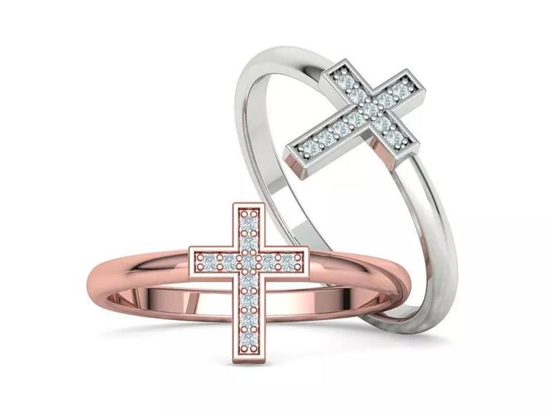 Diamond Cross Ring Fashion Small Cross Ring 3dmodel