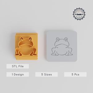 Frog Stamp Tile Set, 5 Sizes, Cute Amphibian, Perfect for Clay, Cookies & Fondant