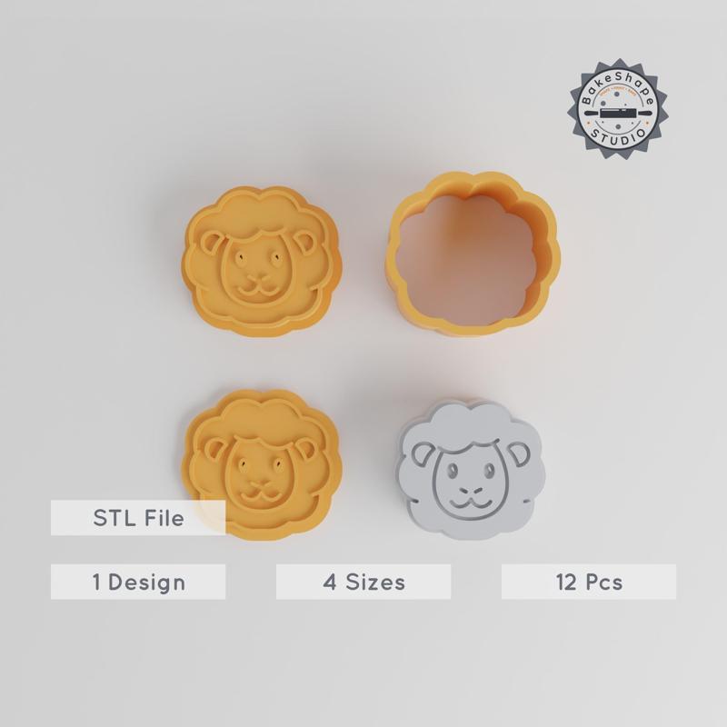 Sheep Bath Bomb Mold Set, Animal Cute Design, 4 Sizes, 12 Pieces, Farm & Lamb Themes Suitable for XS to L