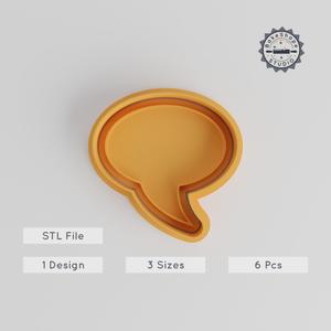 Speech Bubble Cookie Cutter & Stamp Set, Chat Cloud Shapes, Fondant Molds, 3 Sizes S/M/L, 6 Piece Collection