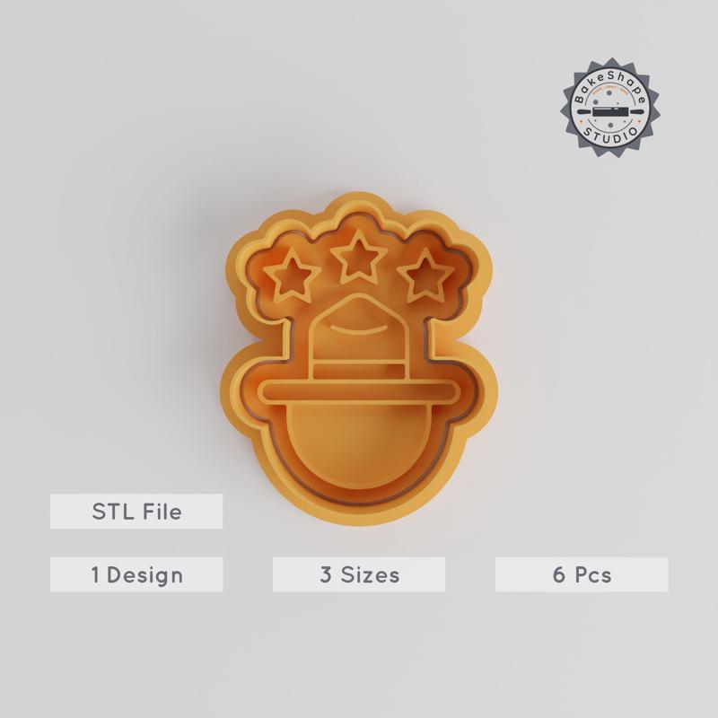 Hat Shape Cutter & Stamp Set, 6 Piece Cookie & Fondant Tools, Fashion Headwear Designs, S/M/L Sizes