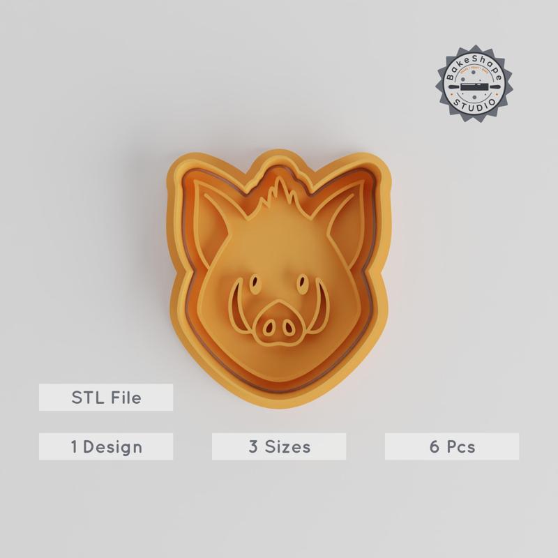 Cute Boar Cookie Cutter & Stamp Set, Animal Design, Perfect for Fondant, S/M/L Sizes, Forest Swine Collection