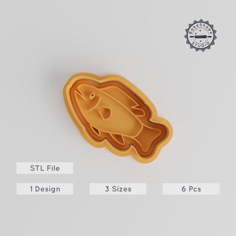 Fish Shape Cutter & Stamp Set, Perfect for Cookies & Fondant, 6-Piece Set, S/M/L Sizes, Marine Animal Design