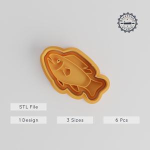 Fish Shape Cutter & Stamp Set, Perfect for Cookies & Fondant, 6-Piece Set, S/M/L Sizes, Marine Animal Design