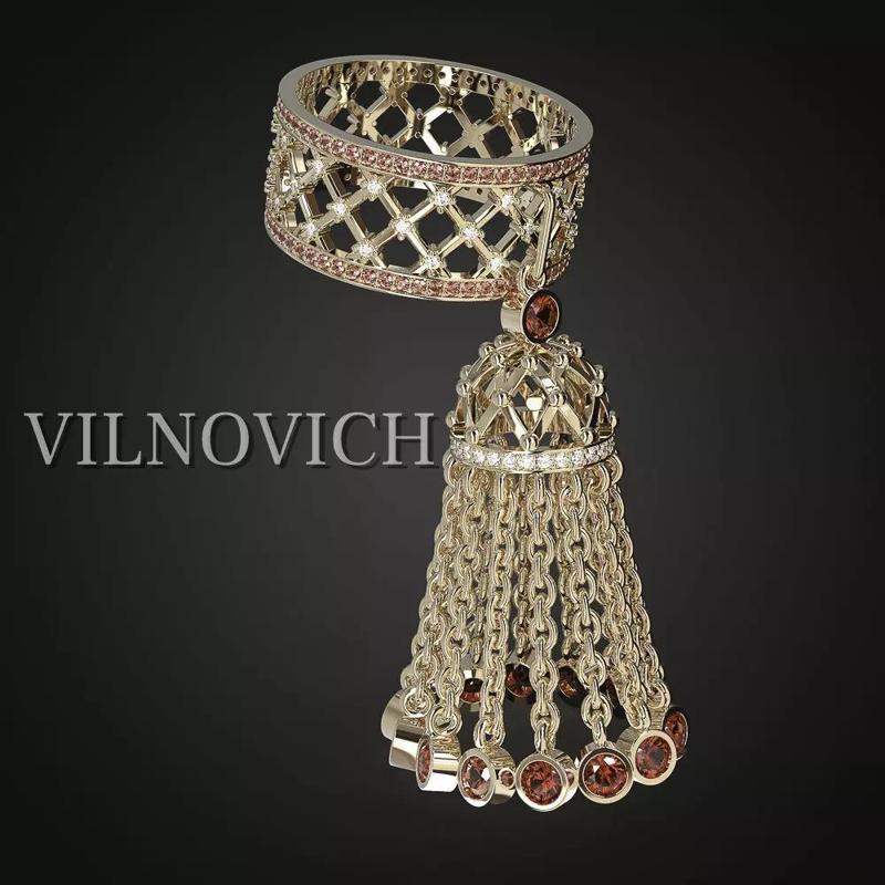 RING WITH STONES AND TASSEL