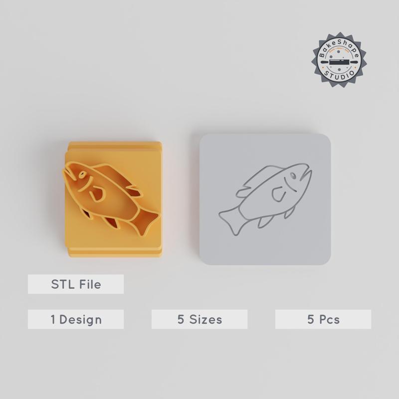 Fish Stamp Tile Set, 5 Sizes, Perfect for Clay, Cookies & Fondant, Sea Creature Motif