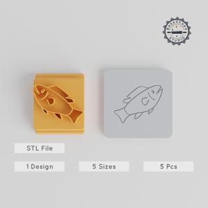 Fish Stamp Tile Set, 5 Sizes, Perfect for Clay, Cookies & Fondant, Sea Creature Motif