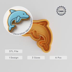 Dolphin Shape Cutter & Stamp, Perfect for Cookies & Fondant, Set of 6, Sea Mammal, Animal, Ocean, Aquatic Theme