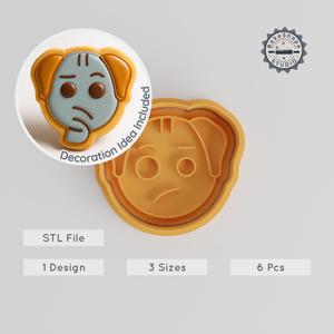 Dog Shape Cutter & Stamp Set, Animal Cookie & Fondant Tool, Includes 6 Pieces in 3 Sizes, Introspective Canine Design