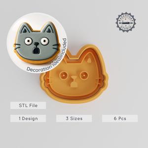 Stunned Face Cookie Cutter & Stamp Set, 6-Piece Bundle, Shocked & Surprised Expressions, Perfect for Cookies & Fondant