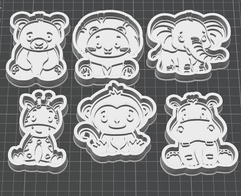 Pack 6 cutters baby wild animals STL - Molds for cookies and 3D crafts