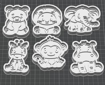 Pack 6 cutters baby wild animals STL - Molds for cookies and 3D crafts