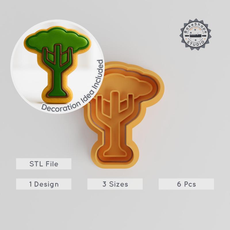 Tall Tree Cookie & Fondant Cutter Stamp Set, Nature Tower Baking Tool, S/M/L Sizes, Plant & Gardening Decor