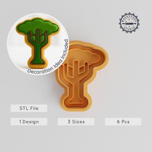 Tall Tree Cookie & Fondant Cutter Stamp Set, Nature Tower Baking Tool, S/M/L Sizes, Plant & Gardening Decor
