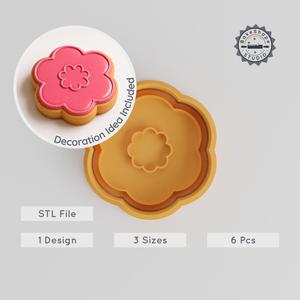 Petunia Flower Shape Cutter & Stamp Set, Nature & Botanical Design, Cookie & Fondant Mold, 3 Sizes, S/M/L