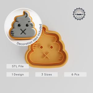 Smiling Poop Shape Cutter & Stamp Set, Cookie & Fondant, 3 Sizes S/M/L, Fun Emoji Design