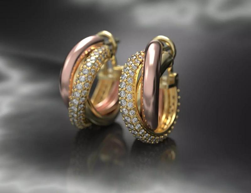 Trinity Earrings With Gems