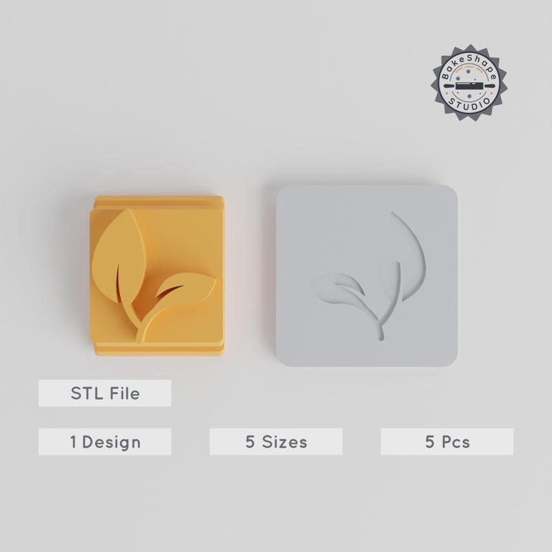 Leaf Stamp Tile Set, 5 Sizes, Botanical Design for Clay & Cookies, Nature Motif STL, Foliage Decor