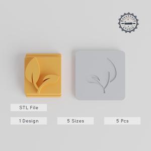 Leaf Stamp Tile Set, 5 Sizes, Botanical Design for Clay & Cookies, Nature Motif STL, Foliage Decor
