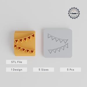 Bunting Stamp Tile Collection, 5 Sizes, Perfect for Clay, Cookies & Fondant, Festival & Party Decoration
