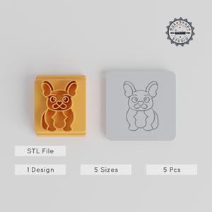 Bulldog Stamp Tile Set, 5 Sizes Motif, Perfect for Clay, Cookies & Fondant, Animal Pet Decoration