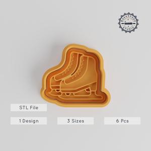 Iceskate Shape Cutter & Stamp, Cookie & Fondant Decoration Set, 3 Sizes, Ideal for Winter Skates Themes