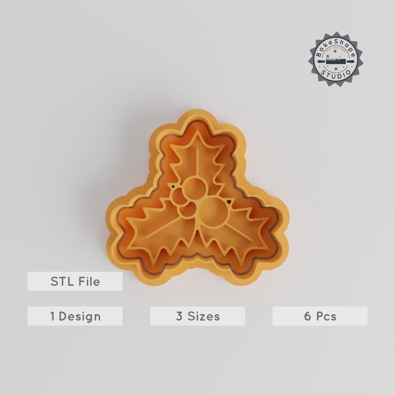 Mistletoe Cutter & Stamp Set, Cookie & Fondant Decorative Tool, Holiday Ornament, Christmas Baking, 6 Piece Bundle