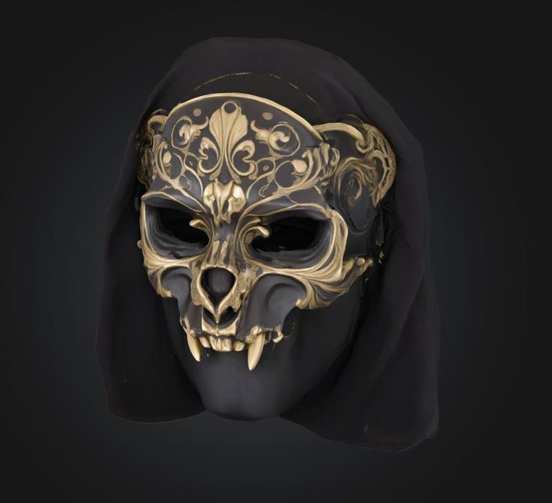 Dark Skull Barokko Face Mask - Dark Skull Embroidered Mask 3D print model