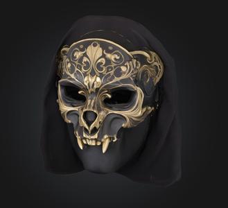 Dark Skull Barokko Face Mask - Dark Skull Embroidered Mask 3D print model
