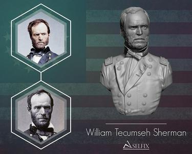 General William Tecumseh Sherman bust sculpture 3D print model