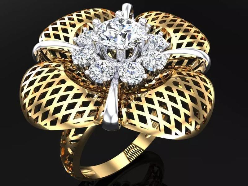 Mesh flower ring - Italian rings - Womens Rings - N6811