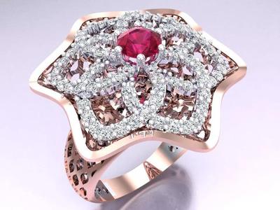 Mesh flower ring - Italian rings - Womens Rings - N6706