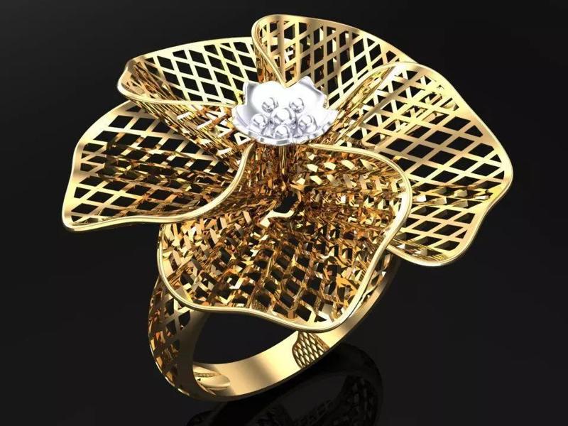 Mesh flower ring - Italian rings - Womens Rings - N6404