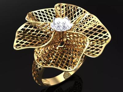 Mesh flower ring - Italian rings - Womens Rings - N6404