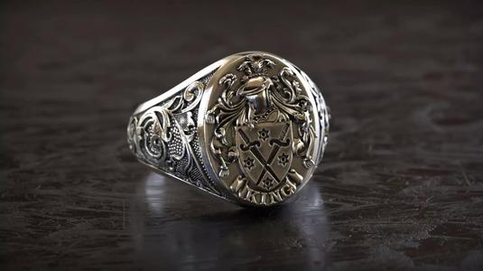 Mens Sword Knight Signet 2 Ring