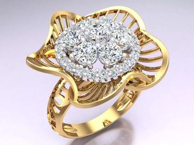 Mesh flower ring - Italian rings - Womens Rings - N6854