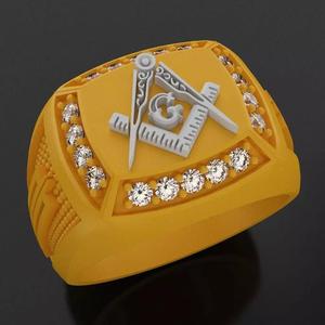 Masonic Ring For Men With Diamonds