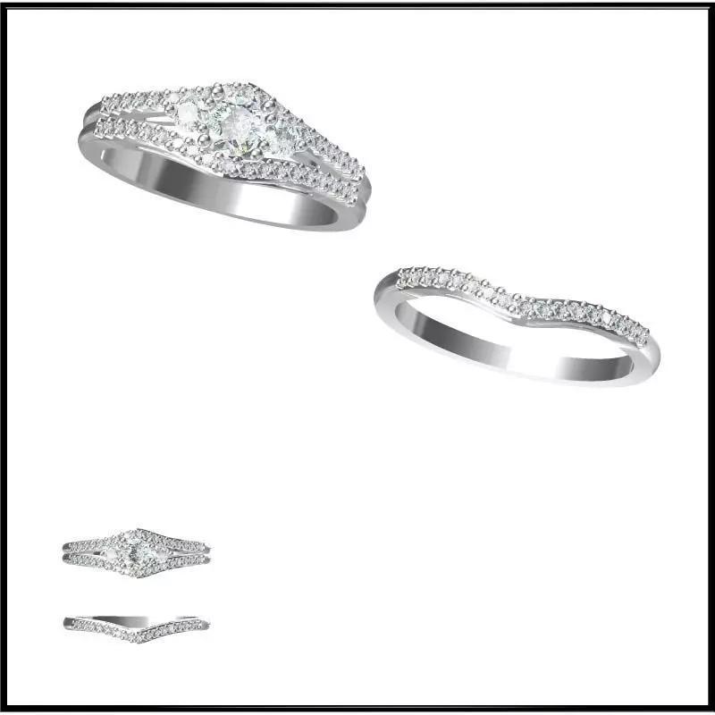 JCD Format Minimalist bridal set rings cad bridal set ring