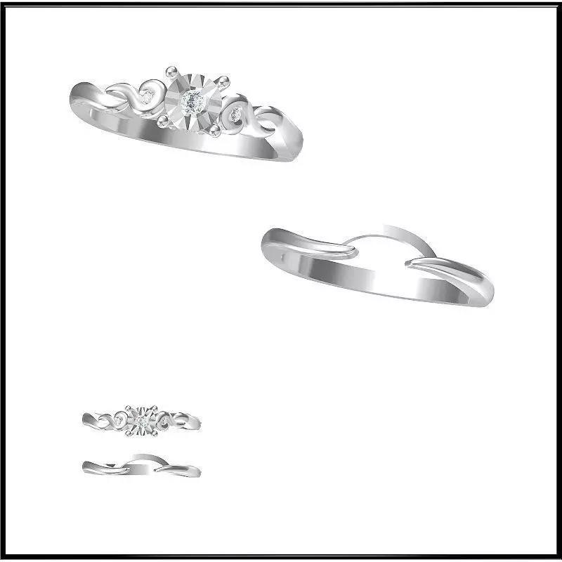 JCD Format Minimalist bridal set rings 3d jewelry cad