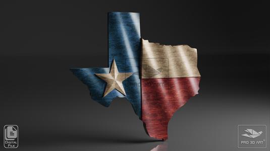 Texas Wavy Map - Flag Mix - CNC Files For Wood, 3D STL Model