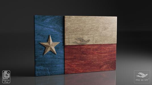 Texas Flag - CNC Files For Wood, 3D STL Model