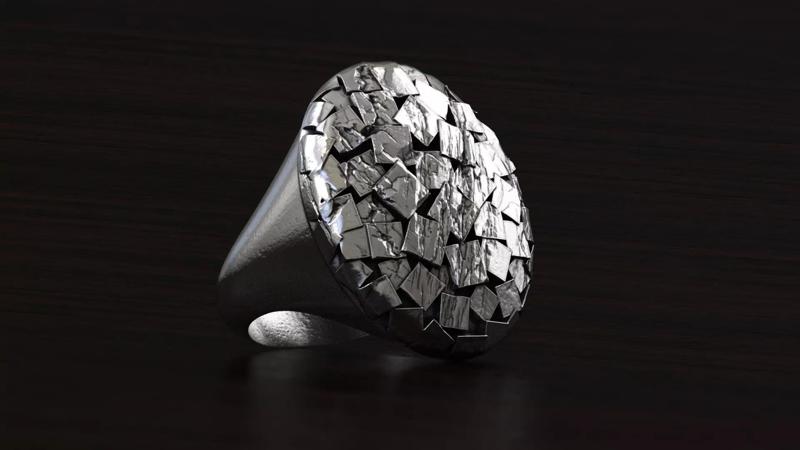 Rough Geometric Chipped Ring STL 3d model for 3d printing