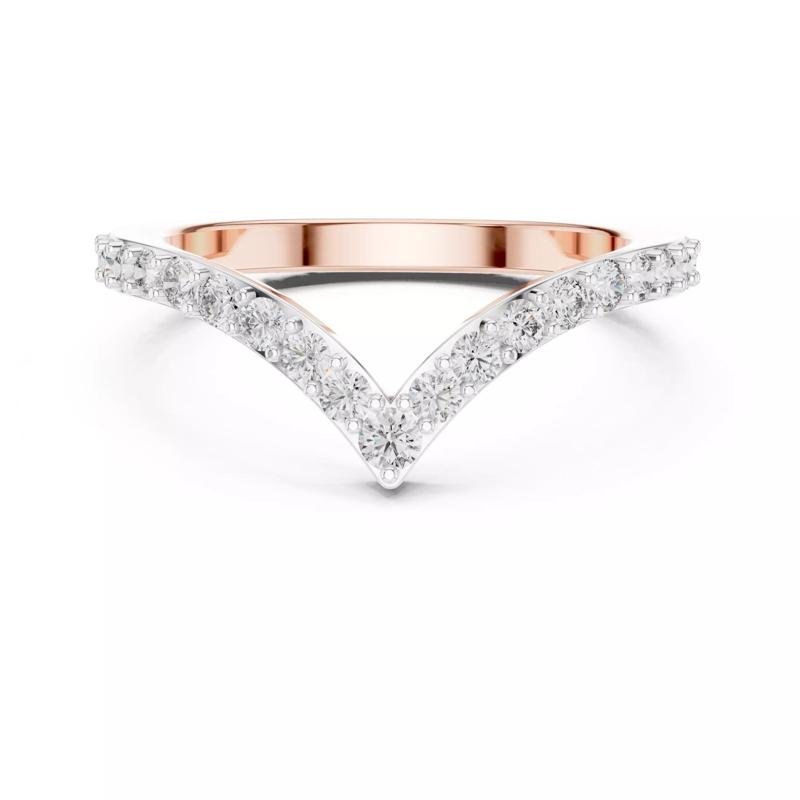 Round Diamond V Shape Curve Chevron Wedding Band 3DM STL Video
